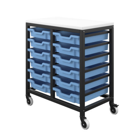 Titan Storage Unit with Tray Drawers | 12 Shallow Drawers (F1) | Blue/Black