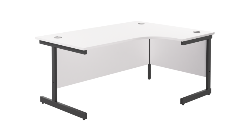 Single Upright Right Hand Radial Desk | 1800 X 1200 | White/Black