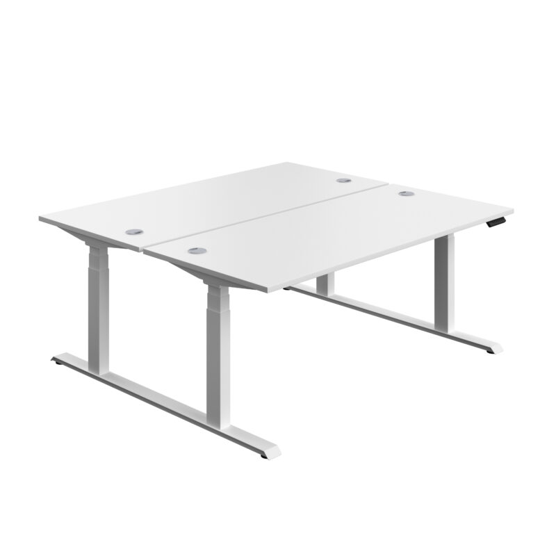 Economy Back To Back Sit Stand Desk | 1800 X 800 | White/White