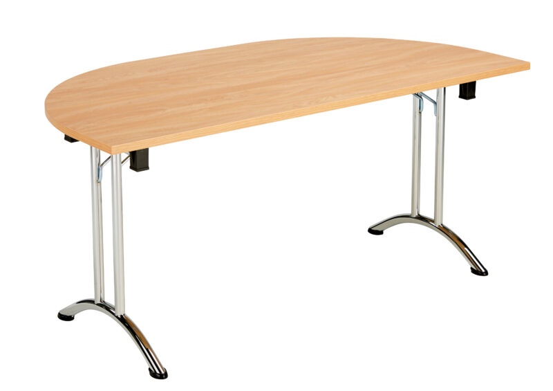 One Union D-End Folding Table | 1600 X 800 | Beech/Chrome