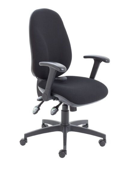 Maxi Ergo Chair With Lumbar Pump + Folding Arms | Black