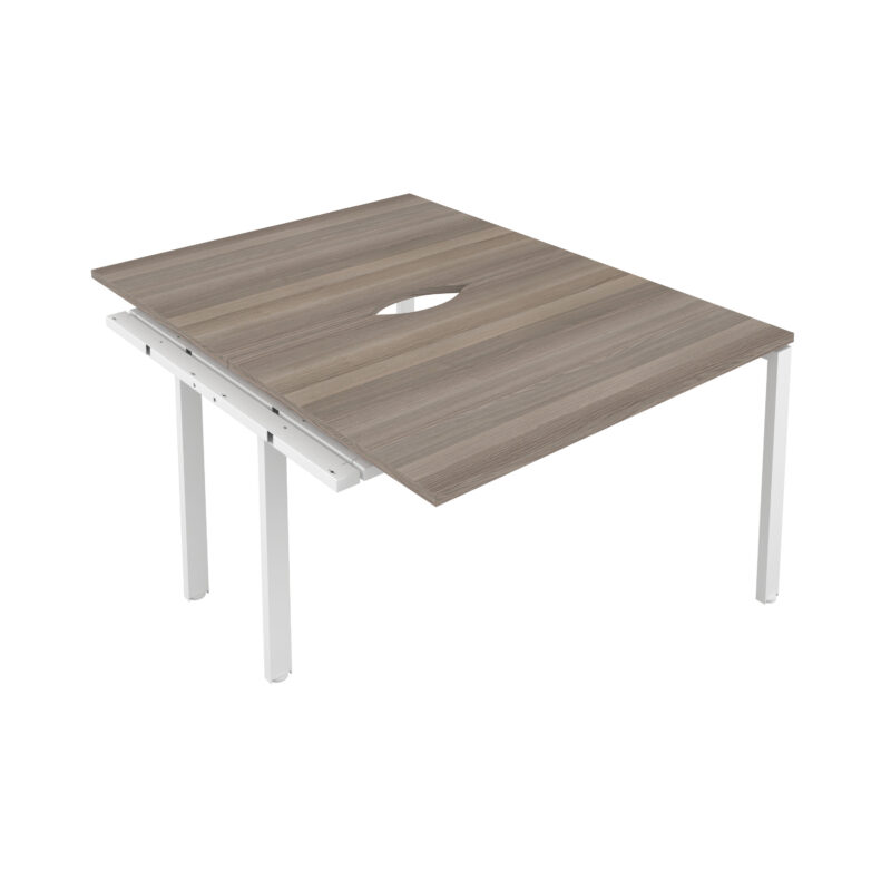 CB Bench Extension with Cut Out: 2 Person | 1600 X 800 | Grey Oak/White