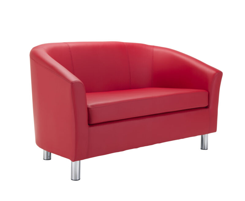 Tub Sofa with Metal Feet | Red PU