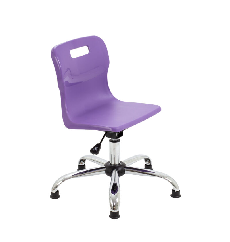 Titan Swivel Junior Chair with Chrome Base and Glides | Size 3-4 | Purple/Chrome