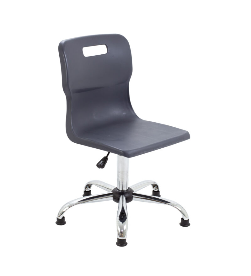 Titan Swivel Senior Chair with Chrome Base and Glides | Size 5-6 | Charcoal/Chrome