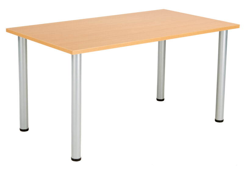 One Fraction Plus Rectangular Meeting Table | 1400X800 | Beech/Silver