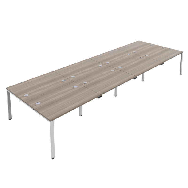 CB Bench with Cable Ports: 8 Person | 1200 X 800 | Grey Oak/White