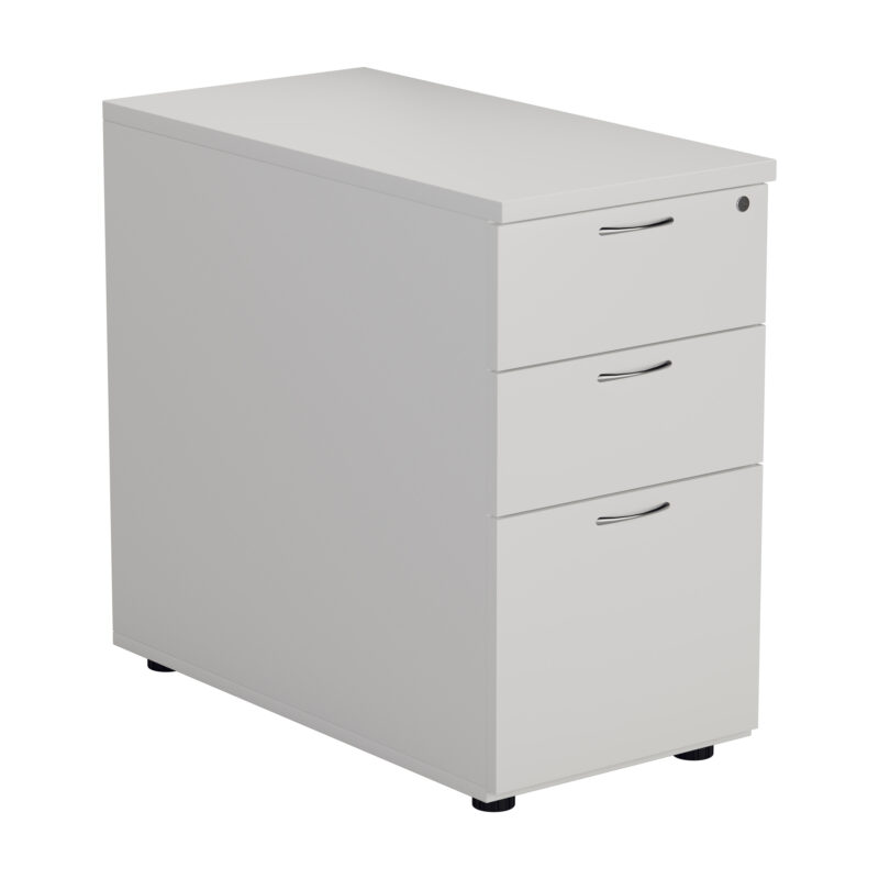 Essentials Desk High 3 Drawer Pedestal | 800 Deep | White