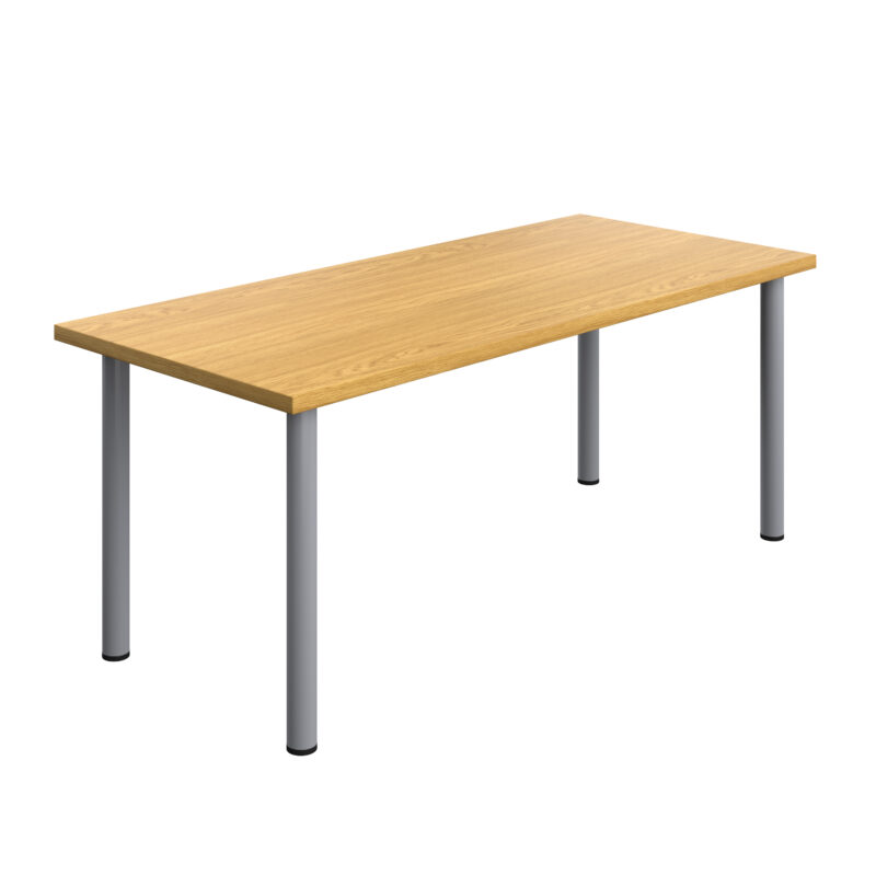 One Fraction Plus Rectangular Meeting Table | 1800X800 | Nova Oak/Silver