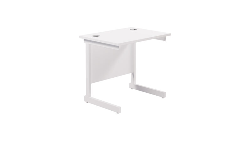 Single Upright Rectangular Desk: 600mm Deep | 800 X 600 | White/White