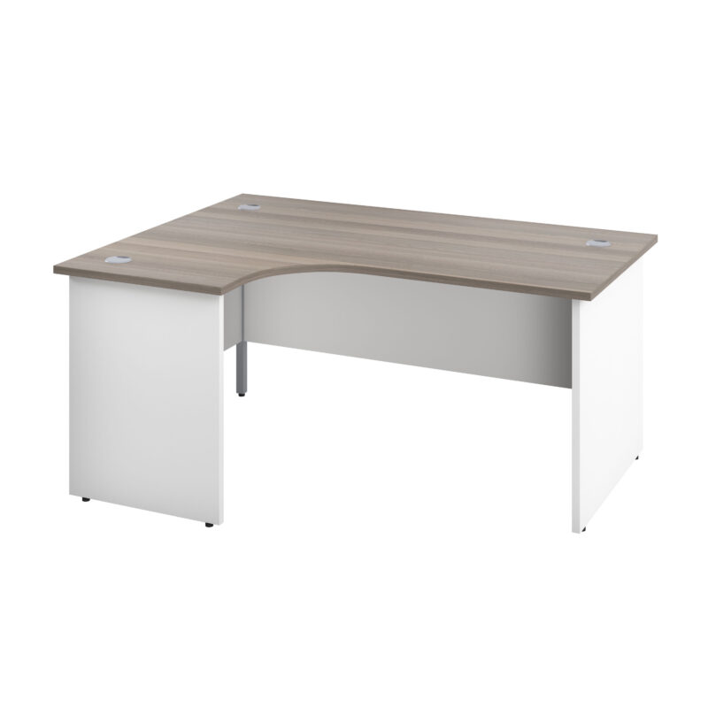 Panel Left Hand Radial Desk | 1600X1200 | Grey Oak/White