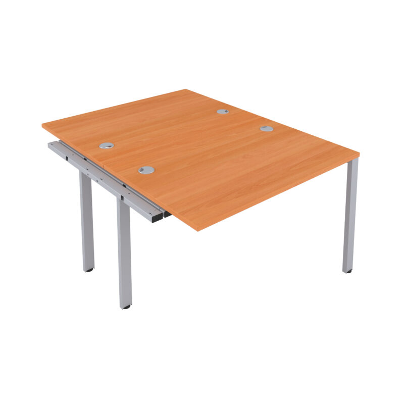 CB Bench Extension with Cable Ports: 2 Person | 1600 X 800 | Beech/Silver